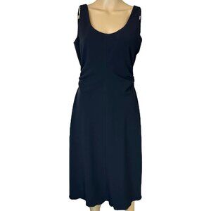 Women Armani Collezioni A-line Dress Size M Black Knee Length Sleeveless V-Neck